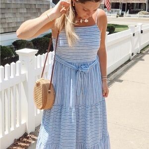 Gilli Light Blue and White Striped Maxi Dress